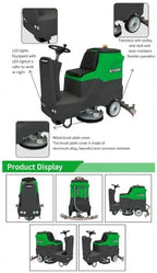 Commercial Ride-On Floor Scrubber Machine – 34" Cleaning Path, Heavy-Duty Battery Powered Floor Cleaning Machine, 41 Gal Solution Tank, 45 Gal Recovery Tank, 24V/200Ah Battery (US-TX-SCD34) - Image 4