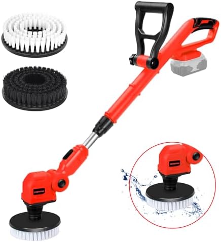 Cordless Power Scrubber Compatible with Milwaukee 18v Battery (Tool Only), Tronyan Brushless Floor Cleaner with Extension Handle, 4 Brush Heads for Floor, Bathroom, Kitchen, Car Cleaning(No Battery) - Image 2