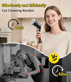 Electric Spin Scrubber, Cordless Household Cleaning Brush with 6 Replaceable Heads, 3 Speeds, LED Display, Lightweight Handheld Power Scrubber for Cleaning Stove/Bowl/Sink/Corner/Tile/Grout-Black - Image 2