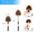 Extendable Car Windshield Cleaning Tool with Microfiber Pads, Orange - Image 2