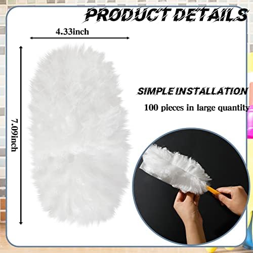 Vesici 100 Pcs Duster Refills Compatible with Swiffer Dusters Bulk Disposable Replacement Thickened with 1 Handle Heavy Duty for Cleaning, Office (White) - Image 6