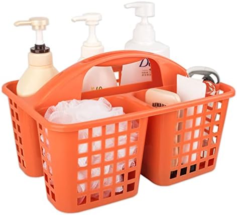 Portable Shower Caddy Basket Plastic Storage Basket with Compartment Orange by JiatuA