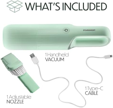 STARUMENT Vacuum Cleaner for Dust, Pet Hair Dirt Home, Car Interior Lightweight, Portable, Handheld, Cordless, Easy to Use, Compact Design Battery Rechargeable with USB-C Cable (Mint Green) - Image 2