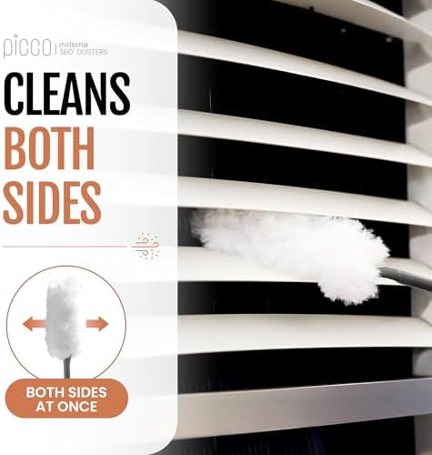 milema Picco 360 Double-Sided Duster, White, 2 Short Handles, 26 Refills - Image 3