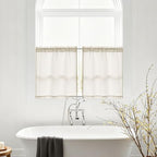 24 Inch Laundry Room Basement Window Curtains 2 Panels Natural Linen - Image 7