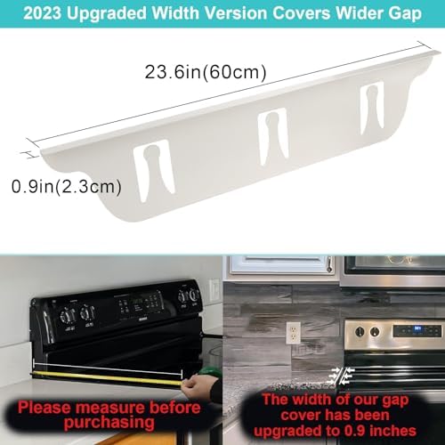 Stove Gap Covers Stainless Steel with White Coated, Stove Gap Filler | Heat Resistant & Easy to Clean Stove Counter Gap Cover, Upgraded Wider Top Perfect Fit White Stove and Counter Guard (23.5"L) - Image 3