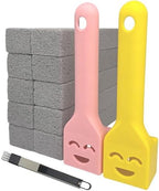 10-Pack of Pumice Cleaning Sticks with 2 Universal Handles and 1 Dustpan Brush Cleaning Brush. Gray Pumice Cleaner, Suitable for Cleaning Toilets, bathrooms, Kitchens, spas and Swimming Pools by WenfuChoiziic