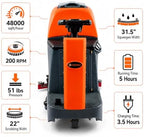 SUNMAX 22" Ride-On Floor Scrubber, 18.5-Gal Tanks, Lithium Battery - Image 2