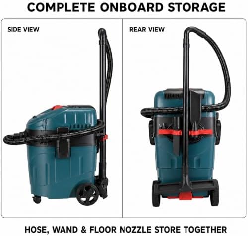 Dust Extractor, 9 Gallon 1400W 19KPA Wet Dry Vacuum Cleaner with Dual Cyclone Pre-Separator, HEPA Filter and 8.2 FT Anti-Static Hose for Wood Chips, Wood Shavings and Coarse Debris - Image 5