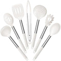 E-far Silicone Cooking Utensils Set, 7-Piece White Kitchen Utensils Set by E-far