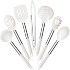 E-far Silicone Cooking Utensils Set, 7-Piece White Kitchen Utensils Set by E-far
