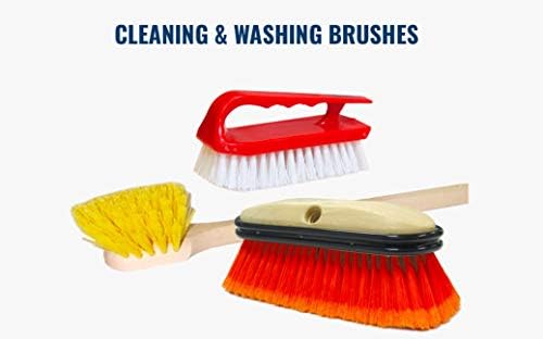 Weiler 79120 8" Utility Scrub Brush, Yellow Polypropylene Fill, Short Handle, Foam Block (Pack of 12) - Image 3