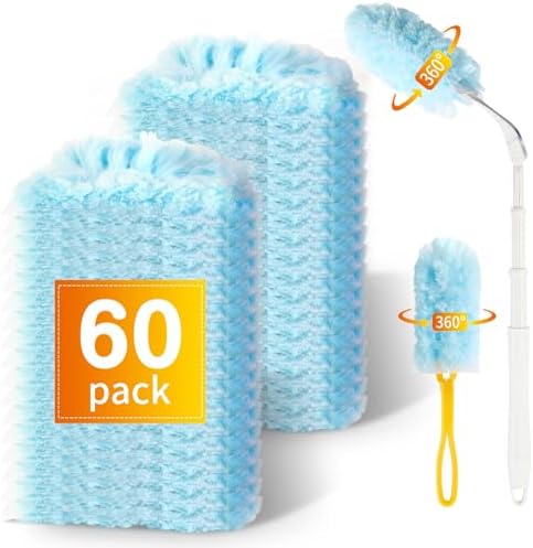 60ct Duster Refills for Swiffer Duster with 3ft Extension Pole & Short Grip by Tiumso