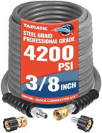 YAMATIC 3/8" Non-Marking Pressure Washer Hose 100 FT, Swivel Quick Connect by YAMATIC