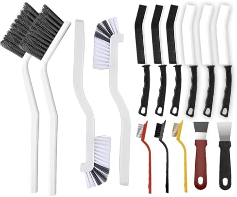 Heavy Duty Cleaning Brush Set with Wire Brush & Scraper - Grill, Oven, Kitchen Crevice,Wheels（15 PCS by Hookawen