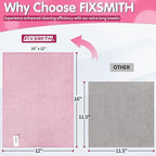 FIXSMITH Pink Microfiber Cleaning Cloth -Pack of 12, Highly Absorbent Cleaning Rags, 16"X12" All Purpose Cleaning Towels for Housekeeping, Kitchen, Car, Lint Free and Reusable Microfiber Towels - Image 3