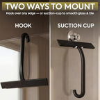 GÜTEWERK Shower Squeegee for Glass Doors, 10″ Black with No-Drill J-Hook - Image 3