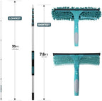 TelesPro 36 Feet High Reach Window Squeegee with 7-30 Ft Extension Pole, Window Cleaner Tool with 5-Stage Telescoping Pole, Window Cleaning Kit with Rotatable Head (2 Squeegee & 2 Microfibre Cloths) - Image 4