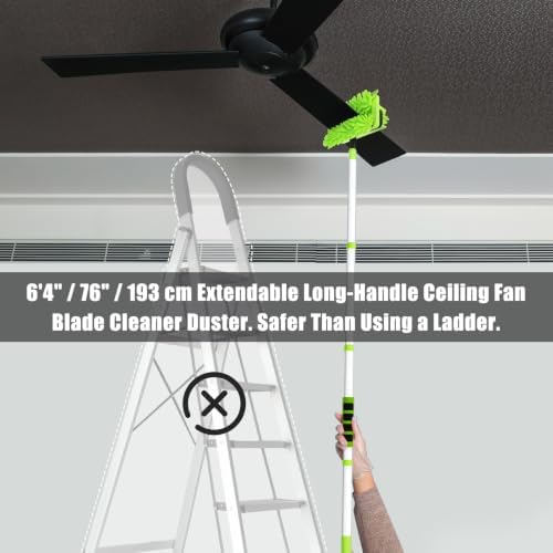 Qaestfy 3-in-1 Ceiling Fan Blade Cleaner Duster with 76" Extendable Handle - Image 3