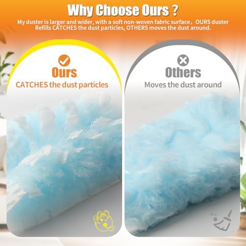 40 Count Duster Refills with 1 Short Handle & 3 ft Extendable Handle, Compatible with Swiffer Duster, 180° Disposable Microfiber Cleaning Dusters, Unscented - Image 5