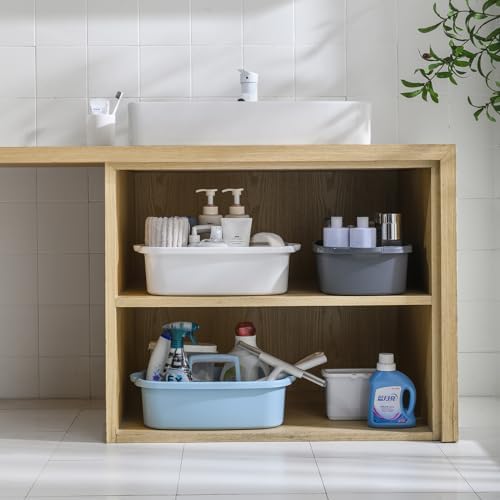 ALINK Plastic Cleaning Storage Caddy with Handle, Large Shower Caddy Basket Organizer for Dorm, Bathroom, Tool, Garden, Kitchen, Cleaning Supplies - Transparent Gray - Image 6