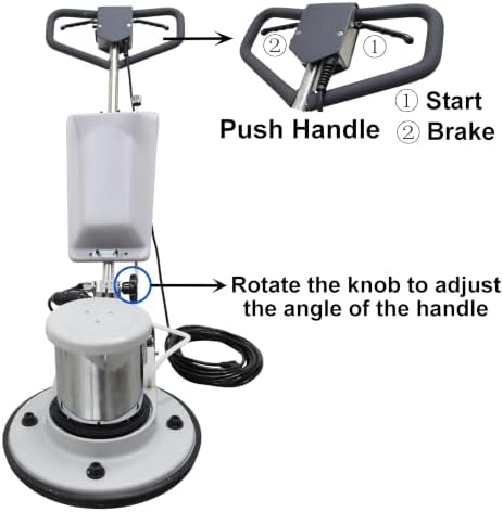 TECHTONGDA 6-Head Electric Stone Floor Grinding & Polishing Machine 16.9" Grinding Width Wet & Dry Dual-use 175 RPM/min with 12L Water Tank for Home Renovation Remodeling Garages Cleaning 220V - Image 6