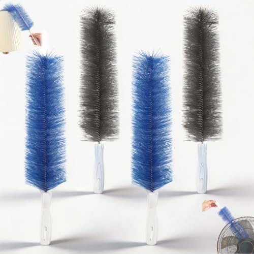 Bendable Microfiber Duster, Reusable Dust Remover, 2027 New Fan Cleaning Brush Washable ldeal for Electric Fans Air Conditioning, Home Car Vents, Curtain (Blue*2+Gray*2) by Unknown