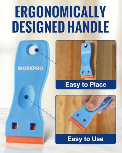 WORKPRO Plastic Razor Blade Scraper Kit, 12 Scrapers with 120 Blades - Image 3