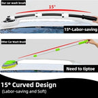 WillingHeart 15° Curved Car Wash Brush with Long Handle 43" Microfiber Cleaning Mop Telescopic Extension Pole for Caravan RV Truck Auto SUV Wheel Boat Exterior 2 in1 Carwash Duster Scratch Free, White - Image 2