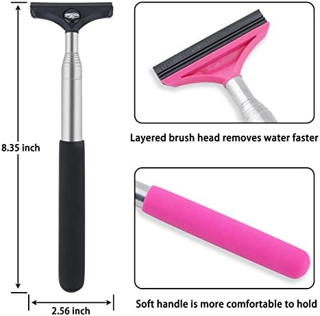 Side Mirror Squeegee, 2 PCS Car Mirror Squeegee, Retractable Car Rearview Mirror Wiper for All Vehicles, Universal Automotive Accessories(Black/Pink) - Image 3