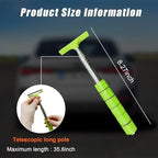 Dickno Car Side Mirror Squeegee, 35.6'' Retractable Rearview Mirror Wiper, Mini Portable Auto Window Squeegee Cleaner, Universal Vehicle Glass Cleaning Tool for Rainy Foggy Weather (Green) - Image 2