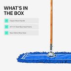 24 Inch Blue Commercial Dust Mop & Floor Sweeper – Wood Handle Floor Mop for Tile, Hardwood & Concrete - Image 4