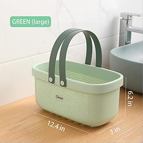 JiatuA Plastic Storage Basket with Handle Portable Shower Caddy Tote Organizer Basket Bin for Bathroom Kitchen Dorm Room Bedroom, Green - Image 5