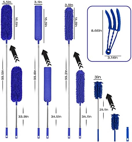 Buysenton Microfiber Duster, 8PCS Feather Duster with 100 Inch Telescoping Extension Pole, Reusable Bendable Dusters, Washable Lightweight Dusters for Ceilings Fans(2023 UAGRED) - Image 2