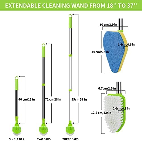 Extendable Scrub Cleaning Brush with Long Handle 35'' - Floor Scrubber - Image 2