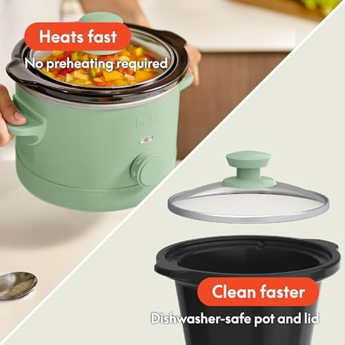 bella 1.5qt Non-Toxic Manual Slow Cooker with 3 Heat Settings, Seaglass - Image 4