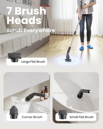 Electric Spin Scrubber, Power Shower Cleaning Brush with Extendable Handle - Image 6