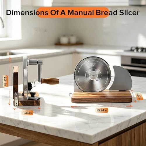 CUSIMAX Manual Bread Slicer for Homemade Sourdough Bread,Hand Crank Bread Slicer with Adjustable Thickness and Stainless Steel Blade,Upgrade Foldable Manual Bread Cutter - Image 7