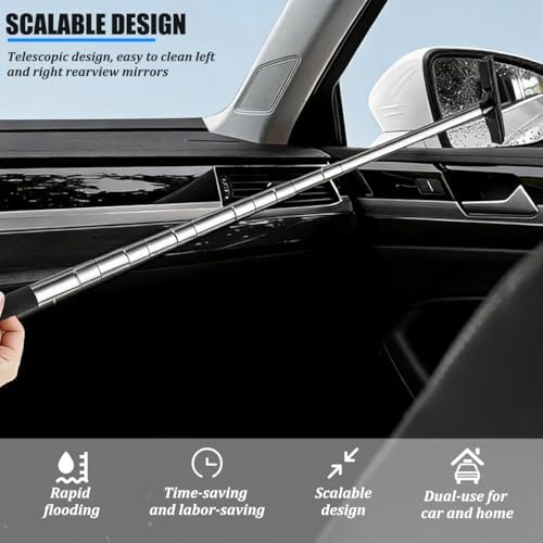 Bittwee 2PCS Car Side Mirror Squeegee, Retractable Auto Rearview Mirror Wiper, All-Purpose Window Squeegee for Cleaning Shower Glass Door, Vehicle Accessories Universal Fit（Green/Pink） - Image 5