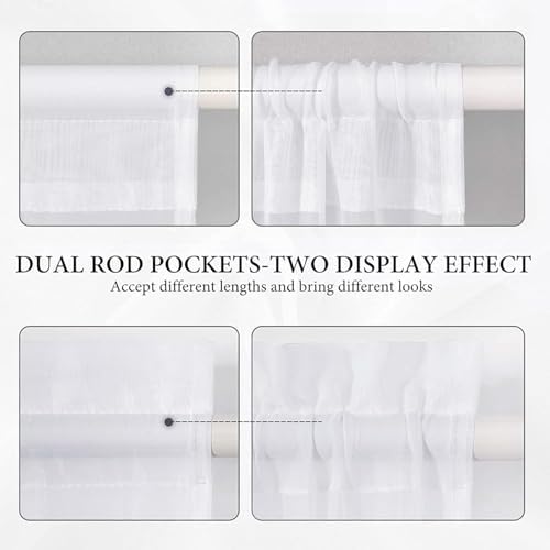 MIULEE White 54 W x 20 L French Door Short Sheer Curtains - Image 5