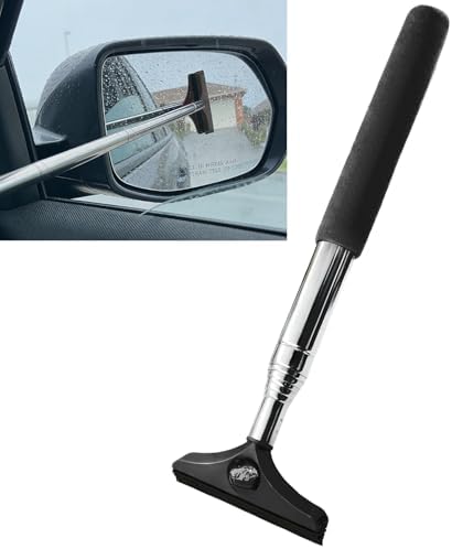 Side Mirror Squeegee, Window Cleaner Tool, Retractable Car Side Mirror Squeegee with Telescopic Long Handle, Car Mini Portable Window Cleaner Tool for Rainy Weather (Car/Black) by Unknown