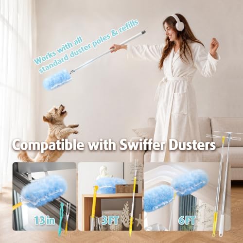 30 Count Duster Kit Refills with 3 ft Extendable Handle for Swiffer - Image 6