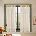 jinchan Linen Pinch Pleated Back Tab Tier Curtains, 38x54, Natural by JINCHAN