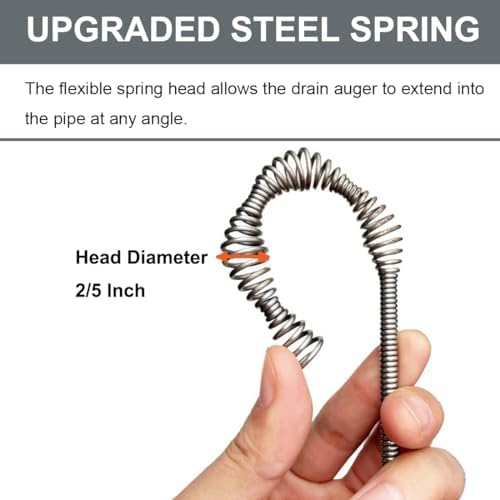 Drain Auger, Clog Remover with Drill Adapter, 25 Feet Flexible Plumbing Snake Use Manually or Powered for Kitchen,Bathrom and Shower Sink, Comes with Gloves(Gray) - Image 5
