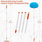 Baseboard Cleaner Tool with Handle, Extendable Long Handle Baseboard Cleaning Duster with Reusable Pads for Floorboard, Ceiling Fan Blade Cleaner Duster (Blue) - Image 7