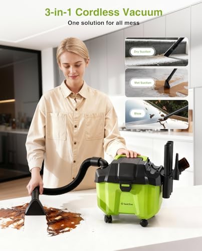 TaskStar Cordless Shop Vac, 2.6 Gal Portable Wet Dry Vacuum, Brushless - Image 6
