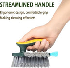 4 in 1 Grout Cleaning Brush with Scrape, V Shape Grout Cleaner Brush for Tile Floors, Tile Grout Brush with Stiff Bristles for Shower, Bathroom, Corner, Baseboard, Kitchen, Household - Green - Image 5