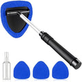 JUSTTOP Windshield Cleaner Tool, Car Interior and Exterior Window Cleaning Kit with Extendable Handle & 4 Reusable Microfiber Pads, Auto Glass Wiper Brush Kit for Car & Home Windows (Blue) by JUSTTOP