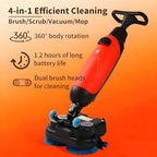 Commercial Floor Scrubber and Carpet Extractor, Self-Propelled 18”, 36V/10.5Ah Cordless with 80 Min Run, 1.7Gal Large Waste Tank 116x45x36cm Red - Image 3