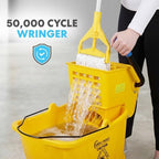 SIMPLI-Magic Side Press Wringer Commercial Mop Bucket on Wheels, 2-Pack, 26 Quart, Yellow, Polyethylene - Image 4